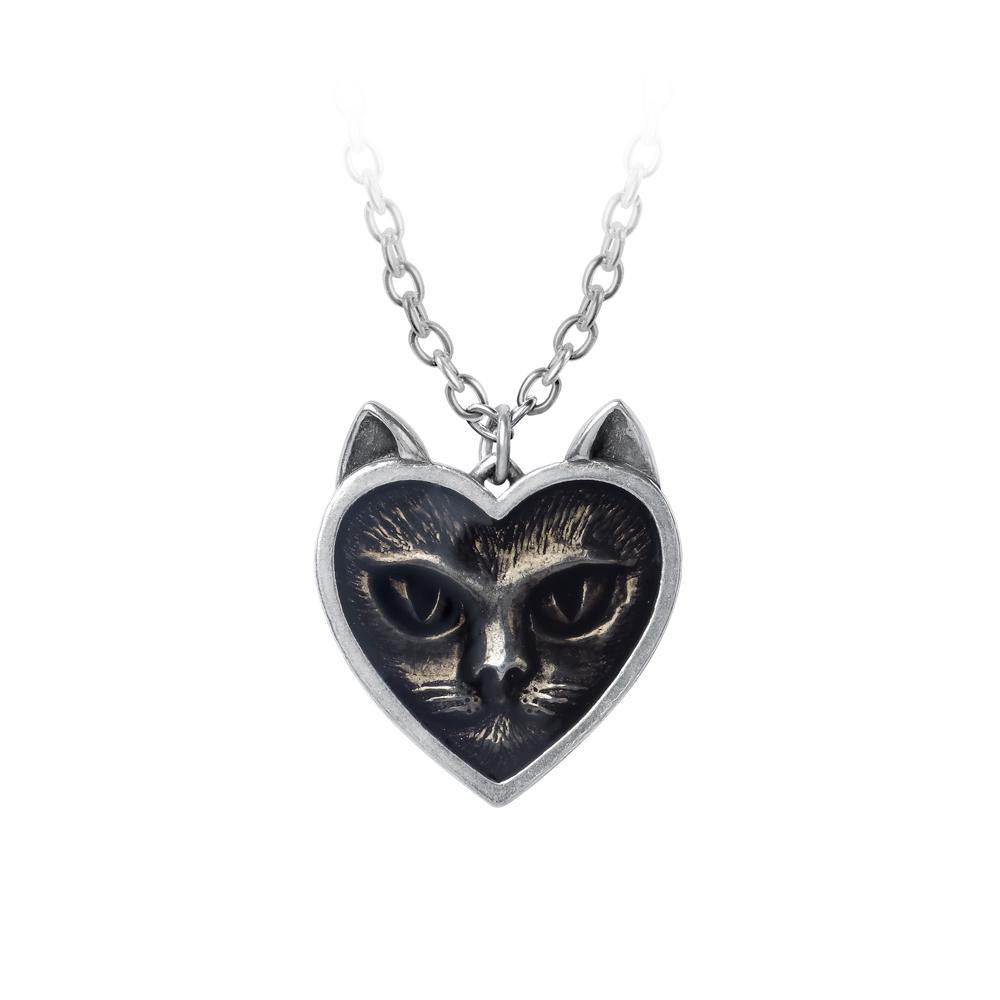 -Feline love is only bestowed upon the most mysteriously exceptional individual. Show your devotion to these creatures of the night with this wonderfully pretty heart-shaped pendant with cat's ears and the sculpted face of a cat part-concealed beneath a smoky grey transparent enamel. Pendant measures 1.38 x 1.25 inches-