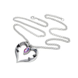 -A bat wing formed heart pendant with central Austrian Crystal accent. Handcrafted in the UK of lead-free, Fine English Pewter. Genuine Alchemy Product - Brand New with Alchemy Lifetime Guarantee - Great gift for the batman, batwoman, batgirl or batboy in your life. bat heart vampire vamp goth halloween love-