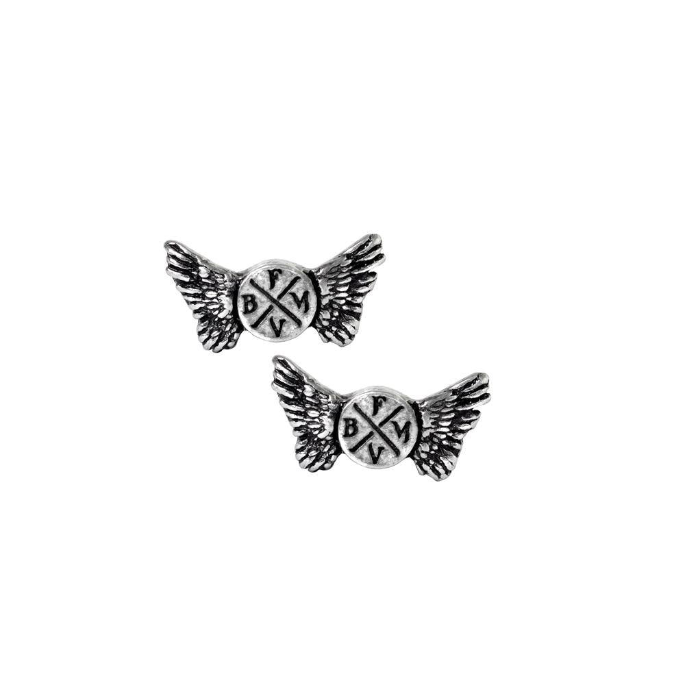 Official BULLET FOR MY VALENTINE Winged Stud Earrings, Alchemy Gothic-