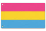 Pansexual Pride Flag LGBTQ LGBTQIA LGBTQX Rights Equality Love Is Love-High quality, professionally printed polyester flag in your choice of size, single or fully double-sided with blackout layer, grommets or pole pocket / sleeve. 2x1ft / 1x2ft, 3x2ft / 2x3ft, 5x3ft / 3x5ft - Fully customizable. Trans Transgender LGBT GLBT LGBTQ LGBTQIA LGBTQX plus Pansexual Pan Pride, Rights, Equality-3 ft x 2 ft-Standard-Grommets-725185481429