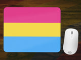 -Soft and comfortable 9x7 inch mousepad made from high density neoprene with a colorfast, stain resistant and easy to clean smooth fabric top layer.These items are made-to-order and typically ship in 2-3 business days from within the US. Pan Pansexual Flag Striped LGBTQ LGBTQIA LGBTQX Pride Mouse Pad-