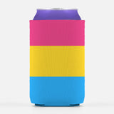 Pansexual Pride Insulator Sleeve, LGBTQ LGBTQIA LGBTQX Pan Can Cooler-High quality, reusable neoprene beverage insulator sleeve. Fits standard 12oz and 16oz cans or bottles and keeps beverages cold. Easy to clean and foldable for easy storage. Great gift or drink marker for parties. LGBTQ LGBTQIA LGBTQX Pansexual Pride striped equality accessory. Love Is Love Hearts Not Parts-