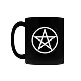 Black Coffee Mug with White Pentacle, 11oz or 15oz-Premium quality mug in your choice of 11oz or 15oz. High quality, durable ceramic. Dishwasher and microwave safe. Hand washing recommended to help prevent fading. Made-to-order & shipped from the USA. wicca wiccan witchcraft pentacle pentagram star symbol goth gothic pagan yule witch witches samhain halloween gift-11 oz-