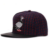 Plaid Check Embroidered Pigeon Snapback Cap Classy Hiphop Fashion Hat-