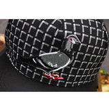 Plaid Check Embroidered Pigeon Snapback Cap Classy Hiphop Fashion Hat-