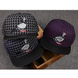 Plaid Check Embroidered Pigeon Snapback Cap Classy Hiphop Fashion Hat-