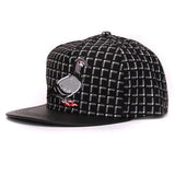 Plaid Check Embroidered Pigeon Snapback Cap Classy Hiphop Fashion Hat-Black-