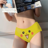 -Comfortable, women's midrise-rise briefs with kawaii printed anime face design. Lightweight and breathable, 95% polyester / 5% spandex. See size chart.Free shipping from abroad with average delivery of 2-3 weeks to the USA. Funny kawaii cute womens juniors girl's yellow pikachu faced anime cartoon underwear-