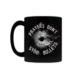 -Premium quality mug in your choice of 11oz or 15oz. High quality, durable ceramic. Dishwasher and microwave safe. Hand washing recommended to help prevent fading. This item is made-to-order & typically ships in 2-3 business days. sensible gun control vs thoughts and prayers bullet hole protest political GOP NRA USA-11oz-Black-