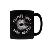 -Premium quality mug in your choice of 11oz or 15oz. High quality, durable ceramic. Dishwasher and microwave safe. Hand washing recommended to help prevent fading. This item is made-to-order & typically ships in 2-3 business days. sensible gun control vs thoughts and prayers bullet hole protest political GOP NRA USA-