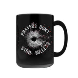 -Premium quality mug in your choice of 11oz or 15oz. High quality, durable ceramic. Dishwasher and microwave safe. Hand washing recommended to help prevent fading. This item is made-to-order & typically ships in 2-3 business days. sensible gun control vs thoughts and prayers bullet hole protest political GOP NRA USA-