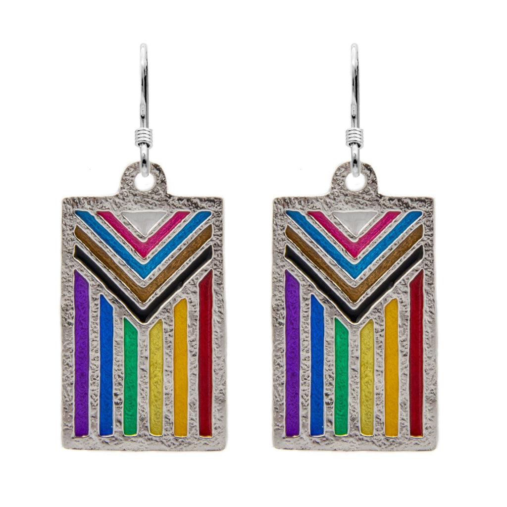 -Jeweler crafted sterling silver LGBTQ Pride Flag pendant with hand-enameled rainbow stripes, on your choice of chain or leather cord. Brand New in jewelers box. Made in and shipped from the USA. Gay Pride, GLBT, LGBT, LGBTQ, LGBTQ+, LGBTQIA, LGBTQX, LGBTQIA Plus, LGBTQ Love is Love Equality Jewelry Gift-Sterling Silver-
