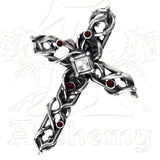 -Alchemy Gothic Thorn Vine PASSION Ring. The tortuous thorns of self sacrifice bleed with tears of Swarovski crystal. -Size L / 6 US-Silver-664427040331