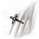 -Alchemy Gothic Thorn Vine PASSION Ring. The tortuous thorns of self sacrifice bleed with tears of Swarovski crystal. -