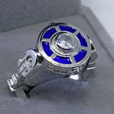 -A cleverly designed fashion ring inspired by a very clever little droid. Sizes are approximate & tend to run slightly large to average US sizing. Free shipping from abroad. scifi star geek nerd jewelry S925 sterling silver plated CZ zirconia space wars gift men women kids unisex promise valentines day science fiction-