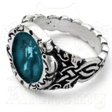 -Alchemy Gothic "Absinthe Fairy Spirit Crystal" Ring - A Swarovski emerald pond of illusion and creation. Absinthe Fairy: Also known as La Fée Verté; the spirit of the wormwood plant, from which the alcoholic beverage itself is made. -