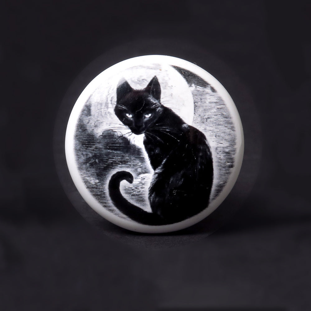 Alchemy Gothic Black Cat Bottle Stopper, Ceramic and Cork Chat Noir-A mysterious guardian for your favorite bottle! This unique stopper from Alchemy Gothic of England has a Ceramic topper with tapered cork base. Ships in 1-3 days from USA. Unique gothic macabre fantasy black cat wine liqour drinking accessory gift halloween stocking stuffer home decor barware-