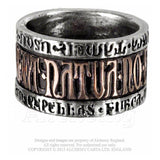 -Alchemy Gothic "Deus Natura" Ring - The triumphant harmony of Nature and The Creator. The band, in Latin, reads "deus et natura no faciunt frusta" Translation: 'God and Nature do not work together in vain' -Size N - 53.8mm - 6.5US-Copper-664427006207