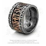 -Alchemy Gothic "Deus Natura" Ring - The triumphant harmony of Nature and The Creator. The band, in Latin, reads "deus et natura no faciunt frusta" Translation: 'God and Nature do not work together in vain' -