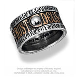 -Alchemy Gothic "Deus Natura" Ring - The triumphant harmony of Nature and The Creator. The band, in Latin, reads "deus et natura no faciunt frusta" Translation: 'God and Nature do not work together in vain' -