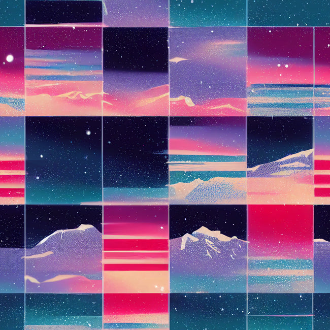 -58" x 23" rolls of high quality 5.93oz gift wrap. Free Shipping. 25% off 2 or more rolls w/code 'WRAPPERSDELIGHT' at checkout. Retro futurism vintage futuristic neon synthwave vaporwave fun unique trending unusual christmas winter holiday giftwrap bright colors pattern abstract premium designer -A-58" x 23"-