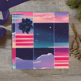 -58" x 23" rolls of high quality 5.93oz gift wrap. Free Shipping. 25% off 2 or more rolls w/code 'WRAPPERSDELIGHT' at checkout. Retro futurism vintage futuristic neon synthwave vaporwave fun unique trending unusual christmas winter holiday giftwrap bright colors pattern abstract premium designer -