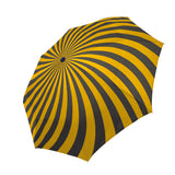 Radial Vortex Automatic Umbrella, Compact Standard or Anti-UV-High quality compact automatic umbrella with automatic open and close system. Sturdy and well constructed. Standard or heavy duty anti-UV versions available. Waterproof polyester pongee with colorfast and fade resistant design. Unique retro punk gothic radiating spiral vortex design. Costume, cosplay or everyday use.-Gold-Standard-