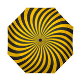 Radial Vortex Automatic Umbrella, Compact Standard or Anti-UV-High quality compact automatic umbrella with automatic open and close system. Sturdy and well constructed. Standard or heavy duty anti-UV versions available. Waterproof polyester pongee with colorfast and fade resistant design. Unique retro punk gothic radiating spiral vortex design. Costume, cosplay or everyday use.-