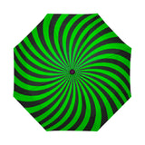 Radial Vortex Automatic Umbrella, Compact Standard or Anti-UV-High quality compact automatic umbrella with automatic open and close system. Sturdy and well constructed. Standard or heavy duty anti-UV versions available. Waterproof polyester pongee with colorfast and fade resistant design. Unique retro punk gothic radiating spiral vortex design. Costume, cosplay or everyday use.-
