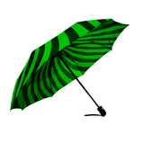 Radial Vortex Automatic Umbrella, Compact Standard or Anti-UV-High quality compact automatic umbrella with automatic open and close system. Sturdy and well constructed. Standard or heavy duty anti-UV versions available. Waterproof polyester pongee with colorfast and fade resistant design. Unique retro punk gothic radiating spiral vortex design. Costume, cosplay or everyday use.-