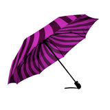 Radial Vortex Automatic Umbrella, Compact Standard or Anti-UV-High quality compact automatic umbrella with automatic open and close system. Sturdy and well constructed. Standard or heavy duty anti-UV versions available. Waterproof polyester pongee with colorfast and fade resistant design. Unique retro punk gothic radiating spiral vortex design. Costume, cosplay or everyday use.-