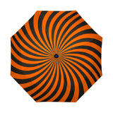 Radial Vortex Automatic Umbrella, Compact Standard or Anti-UV-High quality compact automatic umbrella with automatic open and close system. Sturdy and well constructed. Standard or heavy duty anti-UV versions available. Waterproof polyester pongee with colorfast and fade resistant design. Unique retro punk gothic radiating spiral vortex design. Costume, cosplay or everyday use.-