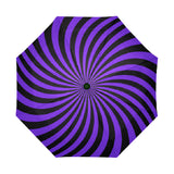 Radial Vortex Automatic Umbrella, Compact Standard or Anti-UV-High quality compact automatic umbrella with automatic open and close system. Sturdy and well constructed. Standard or heavy duty anti-UV versions available. Waterproof polyester pongee with colorfast and fade resistant design. Unique retro punk gothic radiating spiral vortex design. Costume, cosplay or everyday use.-