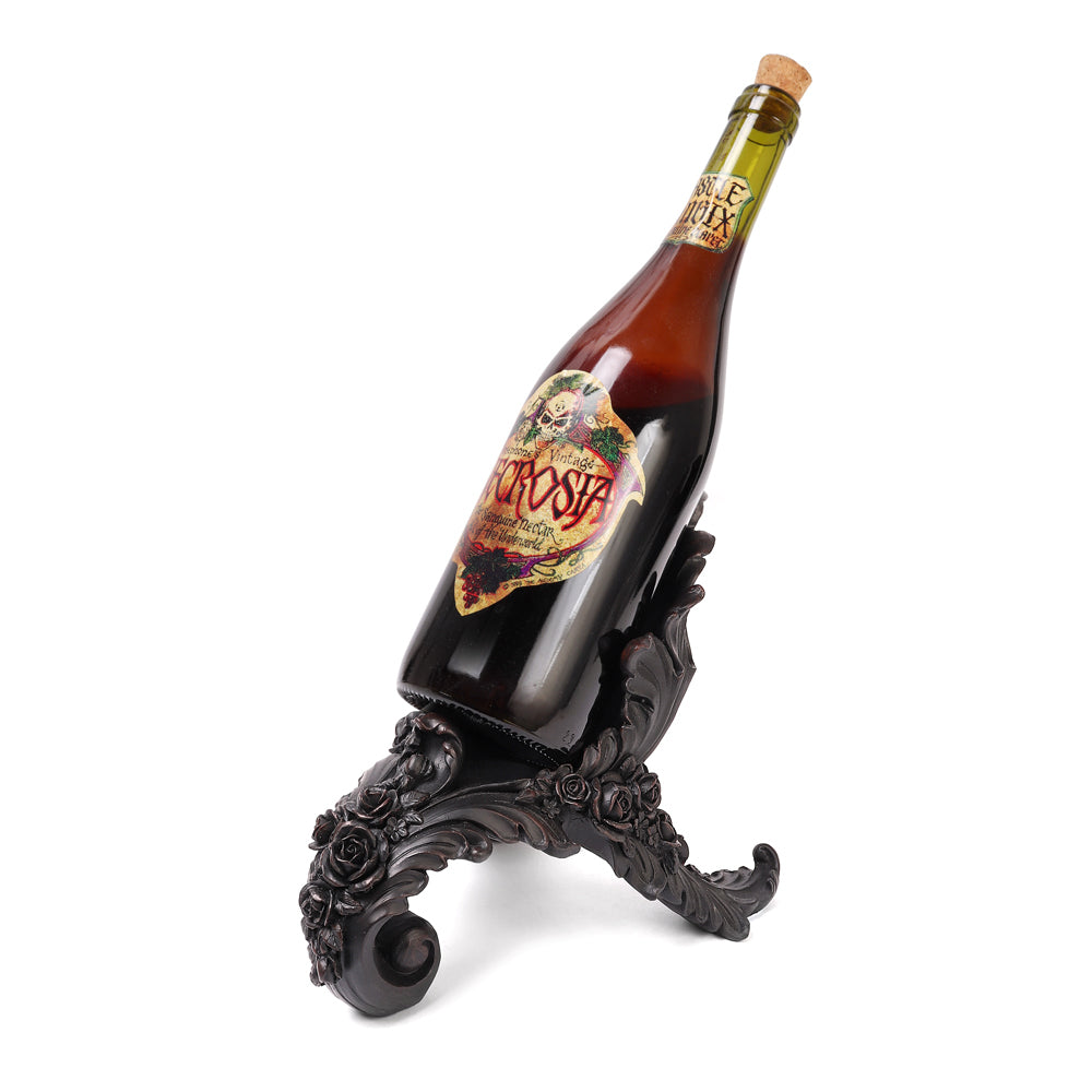Antique Rose Wine Holder, Alchemy Gothic, Beautiful Ornate Resin Gift -An impressive, ornate 'Rococo-style' rose decorated wine holder, perfect to display your favorite tipple. This exquisite bottle rest is made of high quality polyresin. Sturdy, durable, high quality. 1.85lbs. Genuine Alchemy Gothic Product. Brand new in box. NEW RELEASE. Arriving Summer 2021. Available for Pre-Order. -