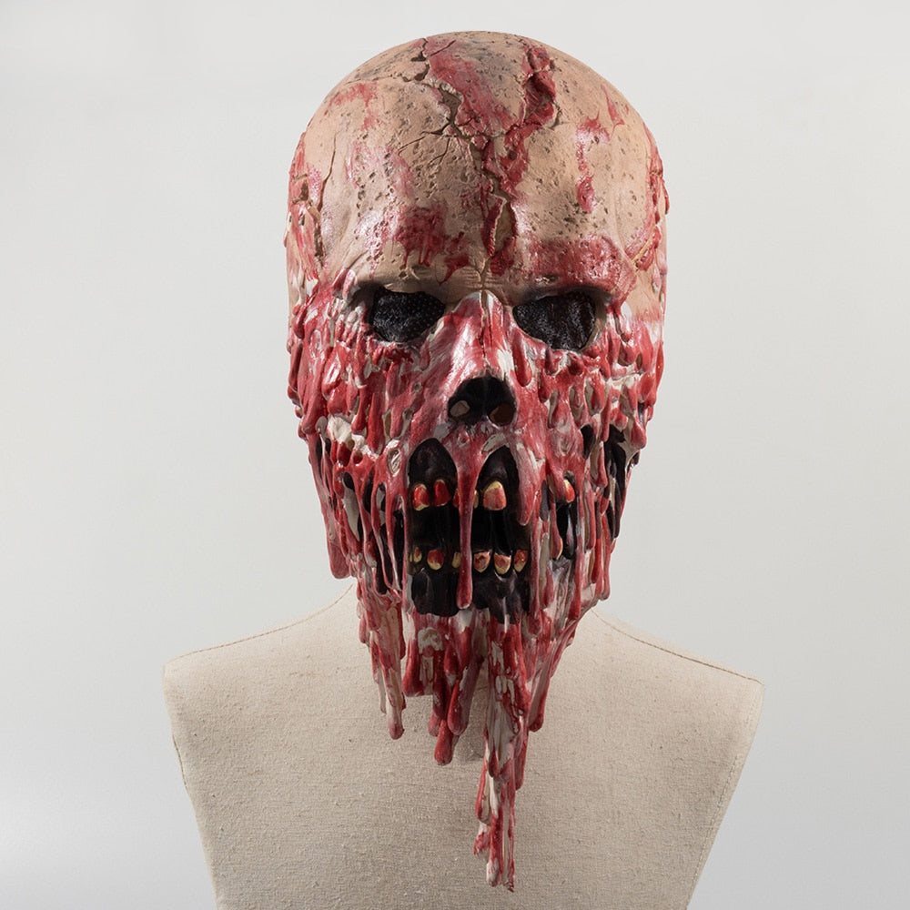 -High quality latex over-the-head mask. One size fits most.Free shipping from abroad with average delivery to the US in about 2-3 weeks. Horror bloody creepshow undead halloween costume cosplay prop gross fancy dress mask melting flesh face-