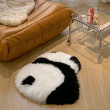 -Sometimes the panda fuel just runs out. Funny, furry face-planting panda floor mat / cushion made of 100% wool with non-skid bottom. Measures approximately 50x50cm (19.68 inches). Free shipping. black and white shaggy abstract carpet fur chair cushion panda bear animal rug unique fun weird whimsical gift home decor-