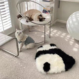 -Sometimes the panda fuel just runs out. Funny, furry face-planting panda floor mat / cushion made of 100% wool with non-skid bottom. Measures approximately 50x50cm (19.68 inches). Free shipping. black and white shaggy abstract carpet fur chair cushion panda bear animal rug unique fun weird whimsical gift home decor-