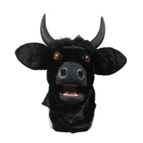 -High quality, full over-the-head black bull mask with movable jaw. Made of soft synthetic fur and latex, weighs about two pounds. One size fits most adults. Free shipping, average delivery in 2-3 weeks. funny weird realistic working mouth furry cosplay cow costume with horns halloween kink roleplaying furries mask-