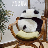 -Sometimes the panda fuel just runs out. Funny, furry face-planting panda floor mat / cushion made of 100% wool with non-skid bottom. Measures approximately 50x50cm (19.68 inches). Free shipping. black and white shaggy abstract carpet fur chair cushion panda bear animal rug unique fun weird whimsical gift home decor-
