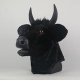 -High quality, full over-the-head black bull mask with movable jaw. Made of soft synthetic fur and latex, weighs about two pounds. One size fits most adults. Free shipping, average delivery in 2-3 weeks. funny weird realistic working mouth furry cosplay cow costume with horns halloween kink roleplaying furries mask-