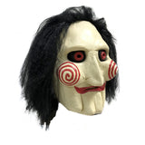 -High quality latex over-the-head mask with attached hair. Free shipping from abroad. Typically arrives to the USA in about 2-3 weeks. Scary saw horror movies killer puppetmaster halloween mask costume cosplay-