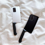 -Funny soft, shock absorbing silicone meat cleaver phone case to fit Samsung Galaxy S21 S22 S20 S10 S9 S8 Plus Pro S7 S6 Edge Note 10 9 8 A71 A51 A70 A50 A32 M41 Lite 4G Free shipping, average delivery 2-3 weeks. unique weird wtf weirdest kitchen knife case mobile cellphone horror chef teen cosplay accessory gift-