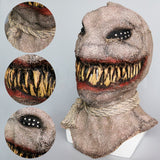 -Just imagine this thing wandering out of the corn... A truly terrifying evil scarecrow mask with large, sharp teeth. Full over the head latex mask, one size fits most. Free shipping. Unique horror possessed demonic scarecrow halloween costume cosplay scary demon carnival fall festival prank scare creepy weird-