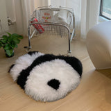 -Sometimes the panda fuel just runs out. Funny, furry face-planting panda floor mat / cushion made of 100% wool with non-skid bottom. Measures approximately 50x50cm (19.68 inches). Free shipping. black and white shaggy abstract carpet fur chair cushion panda bear animal rug unique fun weird whimsical gift home decor-