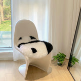 -Sometimes the panda fuel just runs out. Funny, furry face-planting panda floor mat / cushion made of 100% wool with non-skid bottom. Measures approximately 50x50cm (19.68 inches). Free shipping. black and white shaggy abstract carpet fur chair cushion panda bear animal rug unique fun weird whimsical gift home decor-