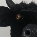-High quality, full over-the-head black bull mask with movable jaw. Made of soft synthetic fur and latex, weighs about two pounds. One size fits most adults. Free shipping, average delivery in 2-3 weeks. funny weird realistic working mouth furry cosplay cow costume with horns halloween kink roleplaying furries mask-