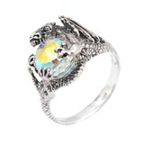 THE HOBBIT Smaug the Dragon and Arkenstone Ring-Officially licensed JRR Tolkien's The Hobbit Smaug the Dragon with Arkenstone Ring. Handcrafted in the USA of .925 Sterling Silver with crystal Arkenstone. Available in US ring sizes 4-20. New in box with COA. Fine silver fantasy jewelry artisan made in the USA. LOTR Lord of the Rings mens womens unisex gift-
