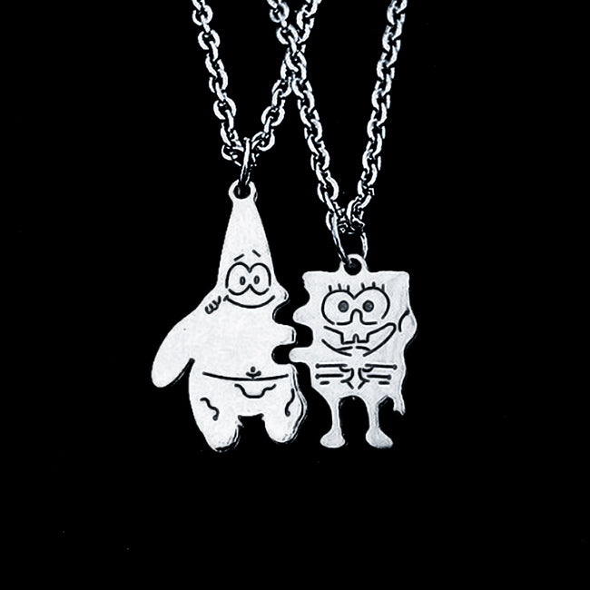 -Pair of matching pendant necklaces. Pendants are silver colored copper alloy metal and measure about 2cm and 3cm respectively. Free shipping from abroad. These typically arrive to the USA in about 2-3 weeks. Best friends couples 90s kids cute retro 1990s nineties bff gifts buddy chums buddies pal pals friendo -