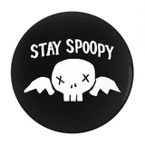 Stay Spoopy Winged Skull Buttons - 1.25, 2.25 or 3in - Halloween Goth-High quality scratch and UV resistant mylar and metal pinback badge. 1.25, 2.25 or 3 inches. Ships in 3-5 business days from the US. Funny spoopy skeletons meme goth gothic halloween pinback badge pin kowai creepy cute harajuku gift -2.25 inch Round Button-