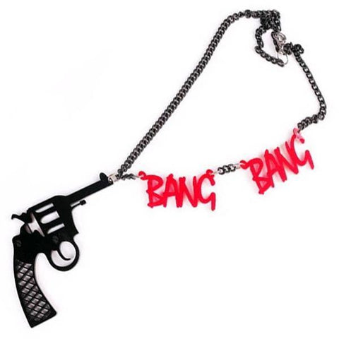 Strangewave BANG BANG NECKLACE Chunky Acrylic Glam Pistol Punk Jewelry--